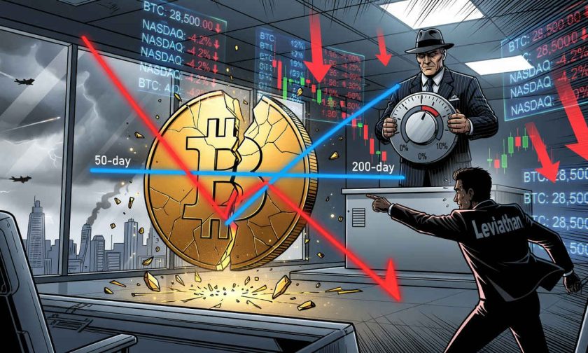 Bitcoin amenaza con una “cruz de la muerte” mientras el precio se desliza hacia los USD $65.000