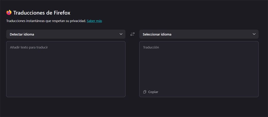 Función de traducción de Firefox.