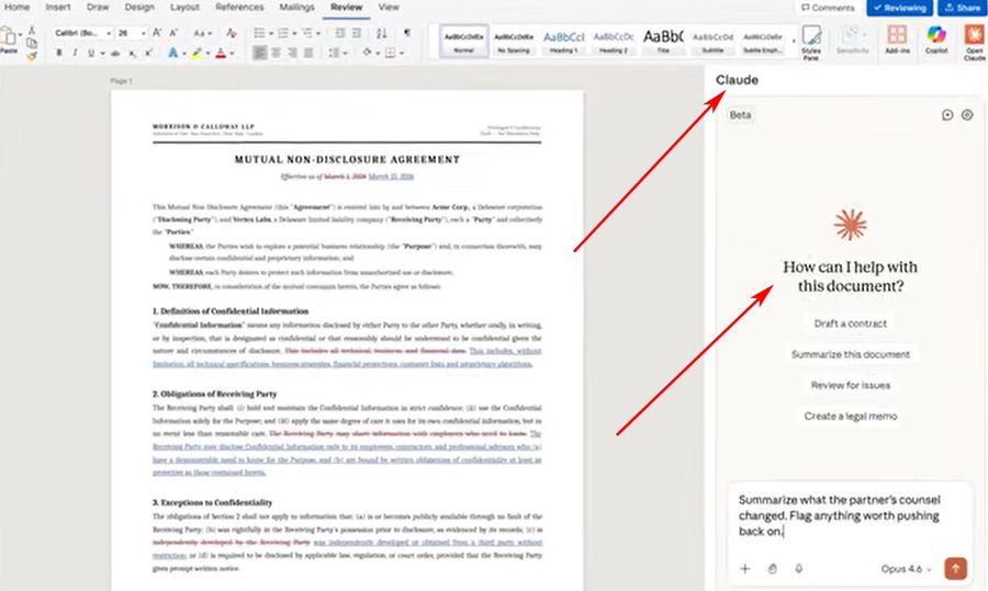 Integración IA Claude en Word.