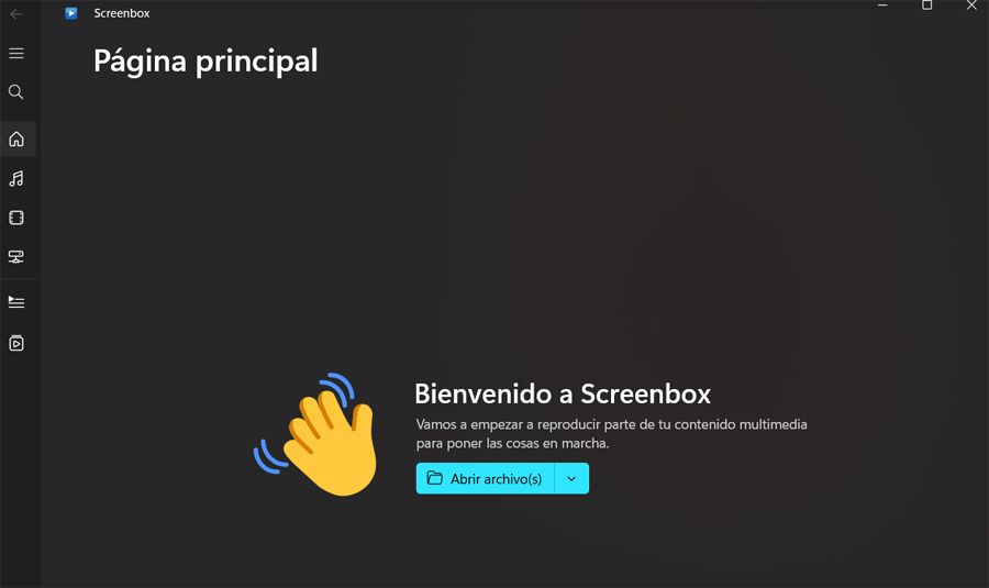 Interfaz principal reproductor Screenbox