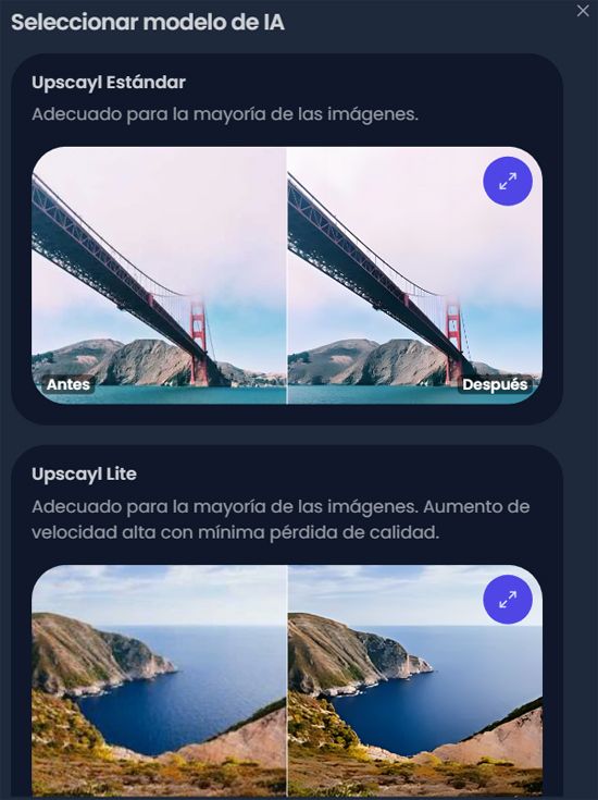 Seleccionar modelo IA Upscayl