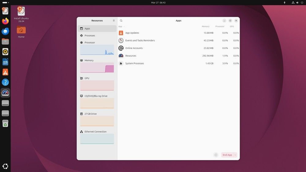 Captura de pantalla del escritorio de Ubuntu con el gestor de archivos abierto, mostrando carpetas y archivos.