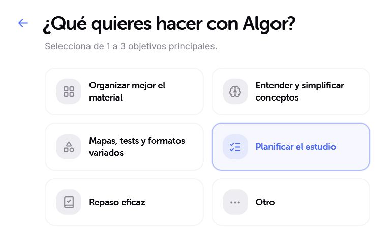 Configuración inicial de la IA Algor Education.