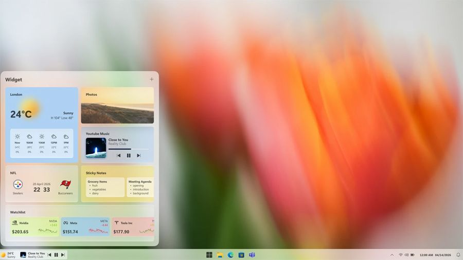 Interfaz con fondo difuminado del concepto de Windows 11.