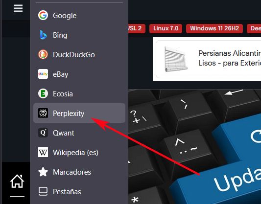 Seleccionar buscador en el navegador de Firefox.