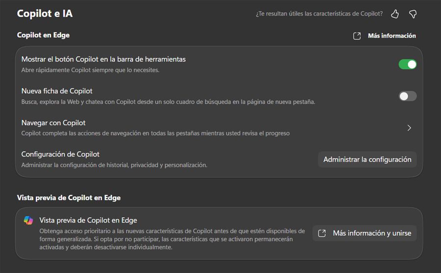 Ventana del asistente Copilot en Edge