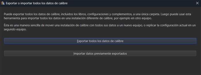 exportar importar libros en Calibre