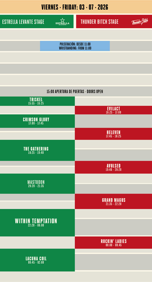 Disponibles los horarios por días del Festival ROCK IMPERIUM