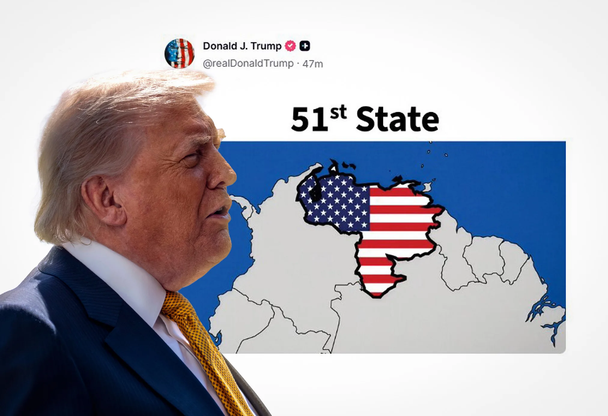 Trump publica imagen de Venezuela como el estado número 51 de Estados Unidos