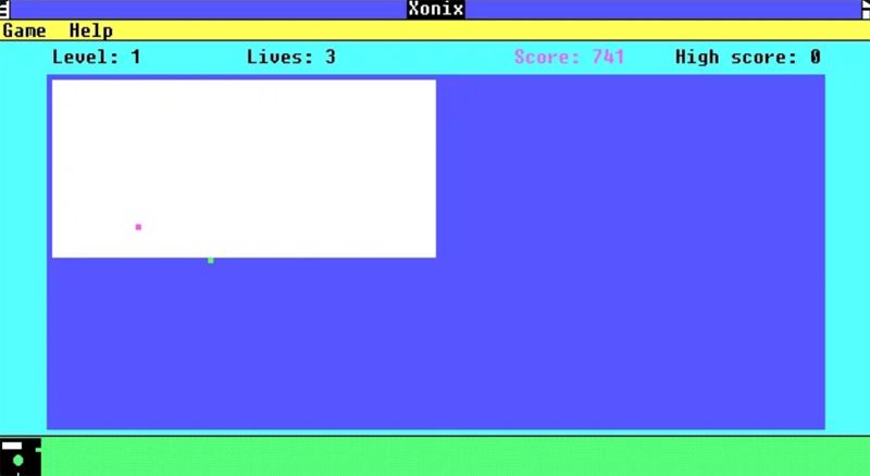 Juego Xonix diseñado para Windows un antiguo.