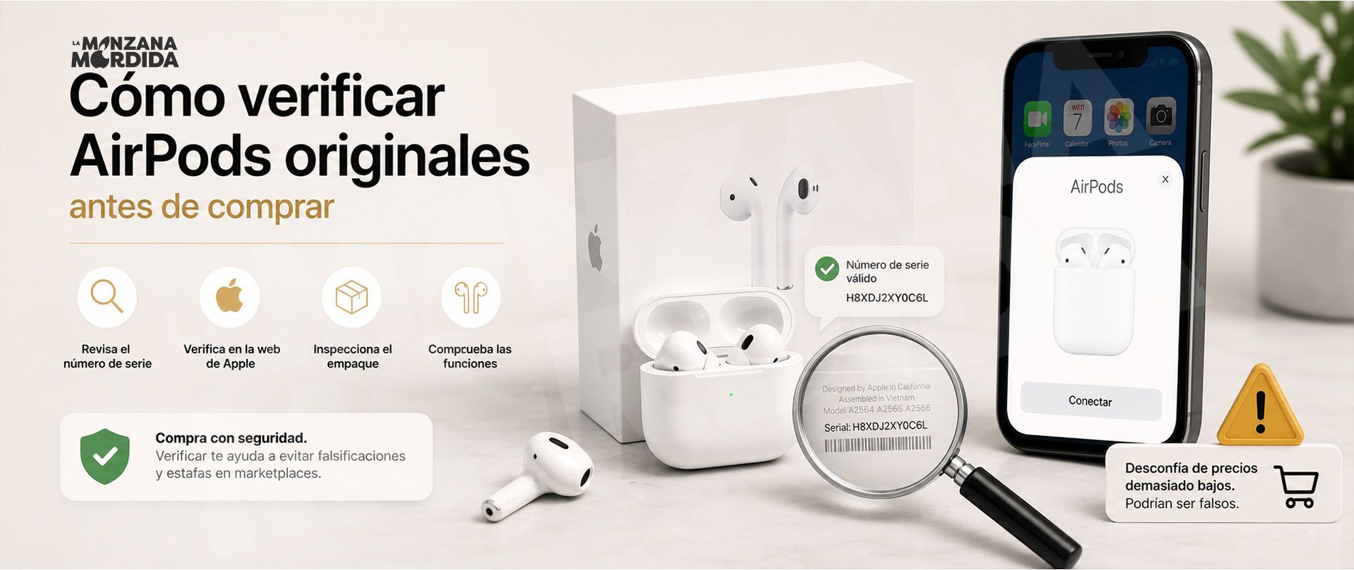 Claves para saber si unos Airpods son originales | Montaje LaManzana Mordida