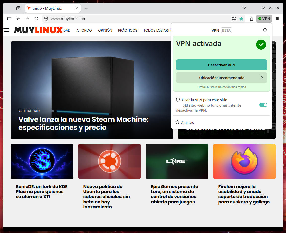 Cómo activar la VPN de Firefox
