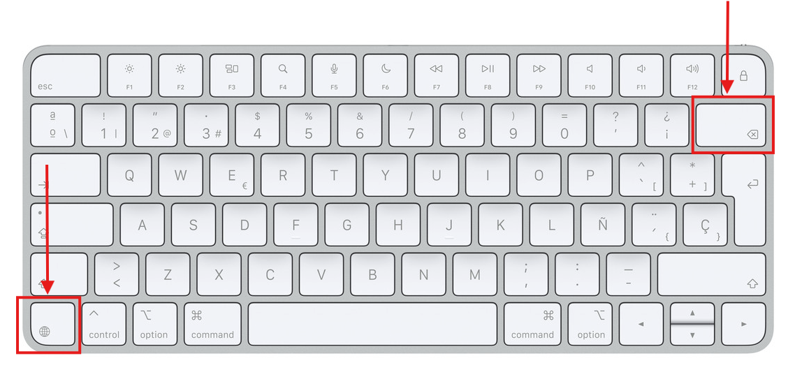 Teclas Fn y Delete en un Magic Keyboarde de Apple