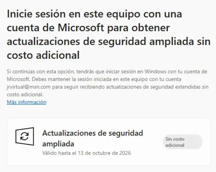 Programa ESU actualizaciones Windows 10.