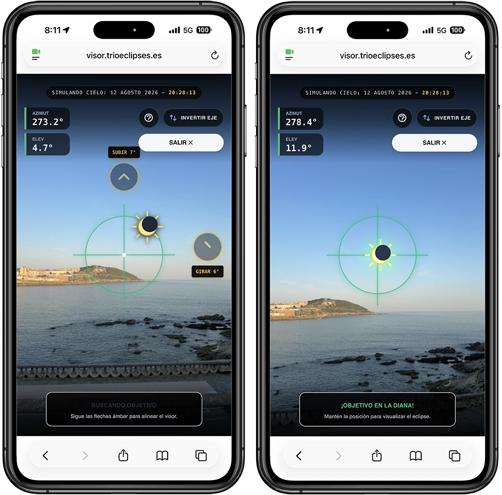 Un visor web como herramienta definitiva para localizar y saber si has escogido bien el lugar para ver el eclipse solar del 12 de agosto