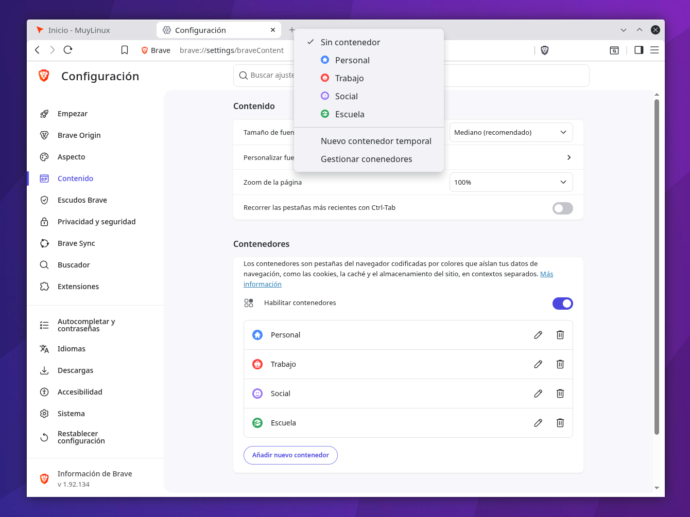 Contenedores de Brave