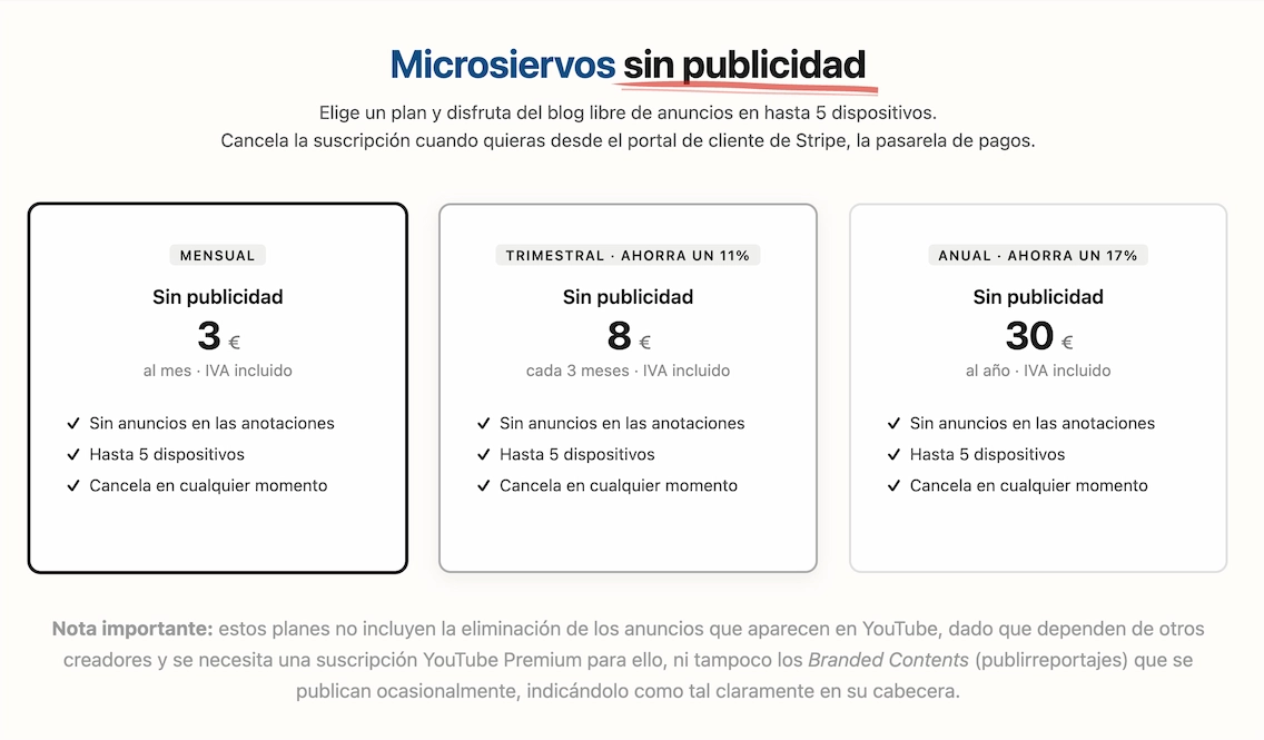 Ya disponible la suscripción sin publicidad de Microsiervos