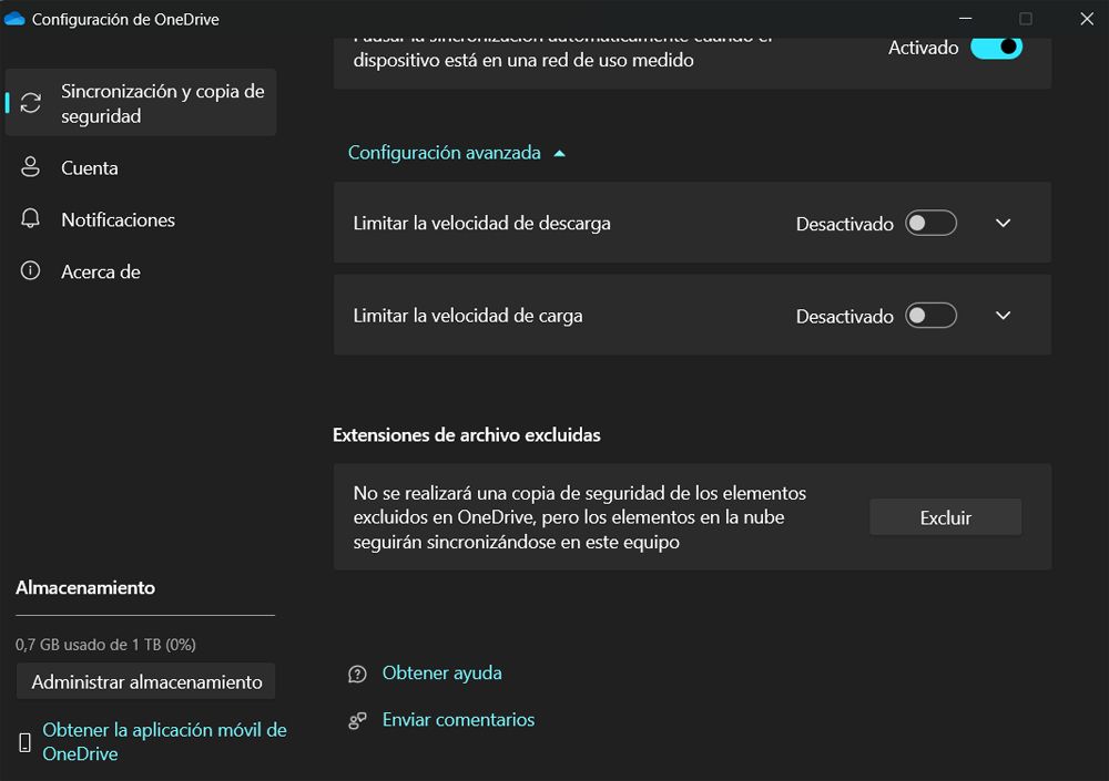 configuración onedrive